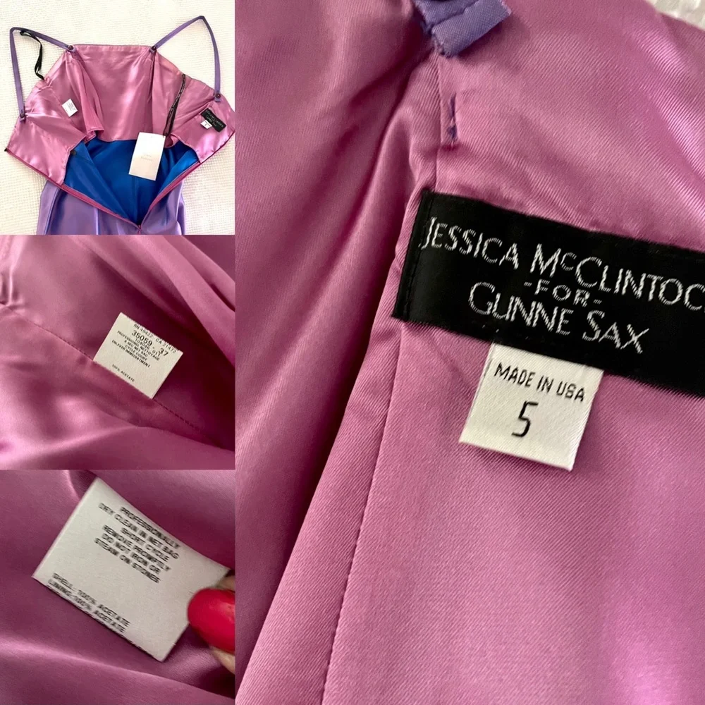 Gunne Sax Iridescent maxi dress slip party dress Lavender rhinestone Y2K - Picture 7 of 16